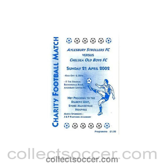 2002 - Aylesbury Strollers vChelsea Old Boys official programme 21/04/2002 - Collect Soccer