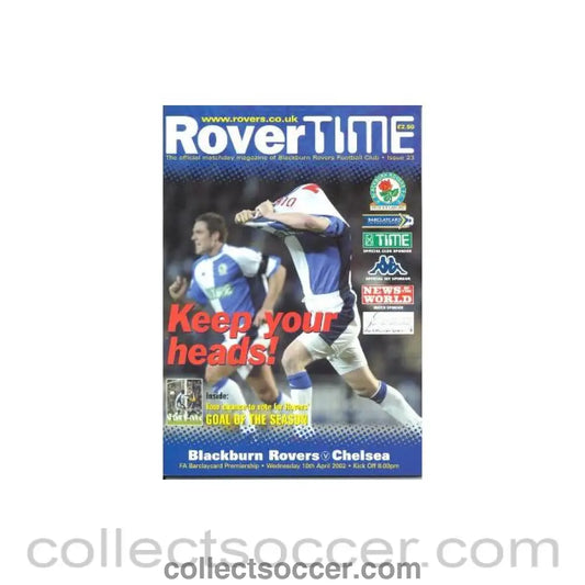 2002 - Blackburn Rovers vChelsea official programme 10/04/2002