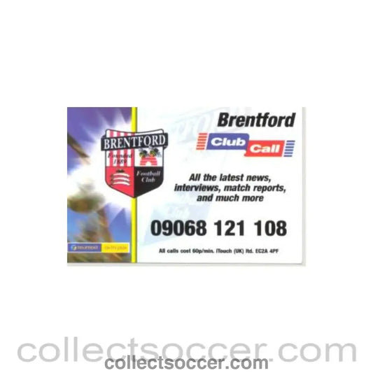 2002 - Brentford Fixtures 2002-2003 small card size programme