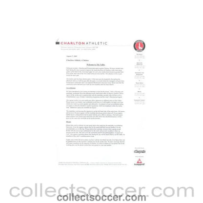 2002 - Charlton Athletic v Chelsea 17/08/2002 information for the media