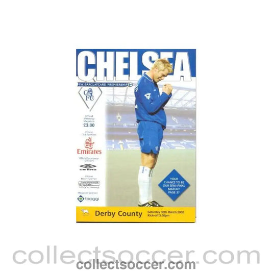 2002 - Chelsea v Derby County official programme 30/03/2002 Premier League