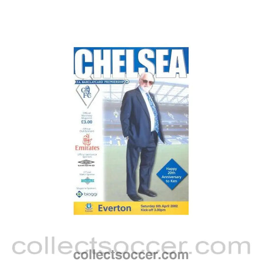 2002 - Chelsea v Everton official programme 06/04/2002 Premier League