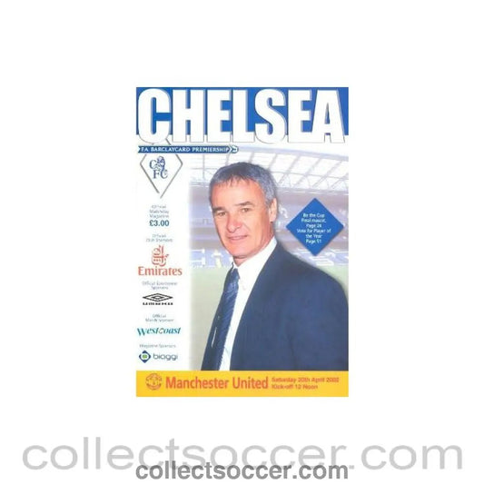 2002 - Chelsea v Manchester United official programme 20/04/2002 Premier League - Collect Soccer
