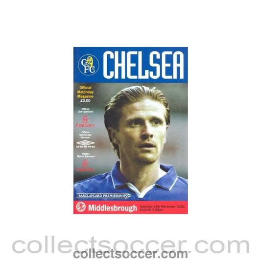 2002 - Chelsea v Middlesbrough official programme 16/11/2002