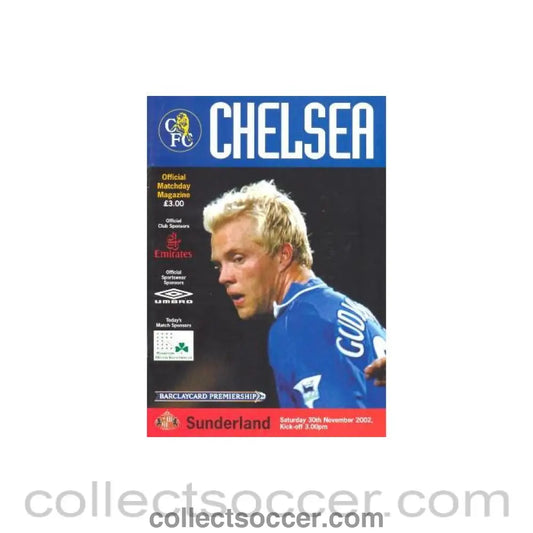 2002 - Chelsea v Sunderland official programme 30/11/2002