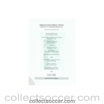 2002 - Chelsea v Tottenham Hotspur Arkles menu 09/01/2002 Football League - Collect Soccer