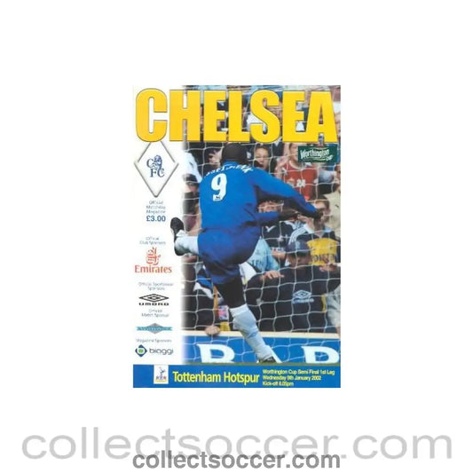 2002 - Chelsea v Tottenham Hotspur official programme 09/01/2002 League Cup