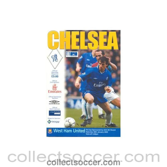 2002 - Chelsea v West Ham United official programme 26/01/2002 F.A. Cup