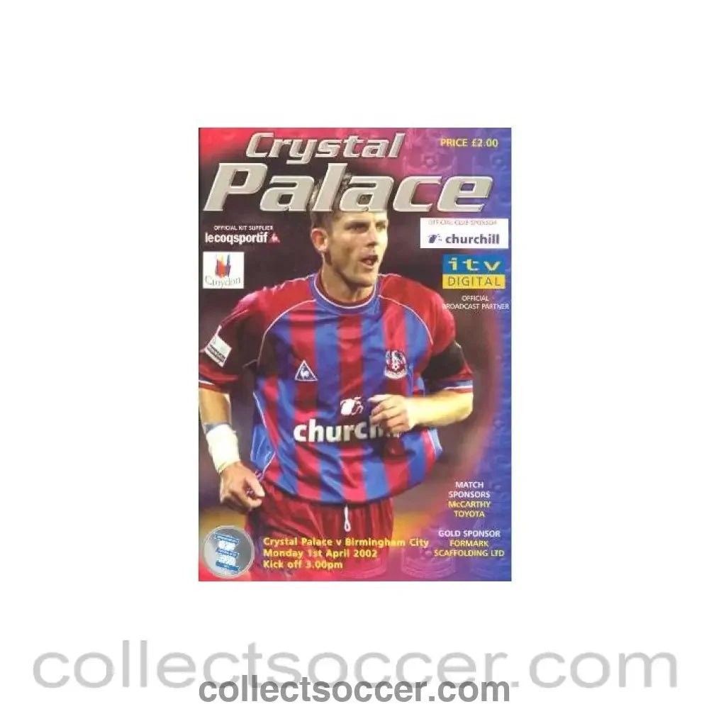 2002 - Crystal Palace v Birmingham City official programme 01/04/2002 - Collect Soccer