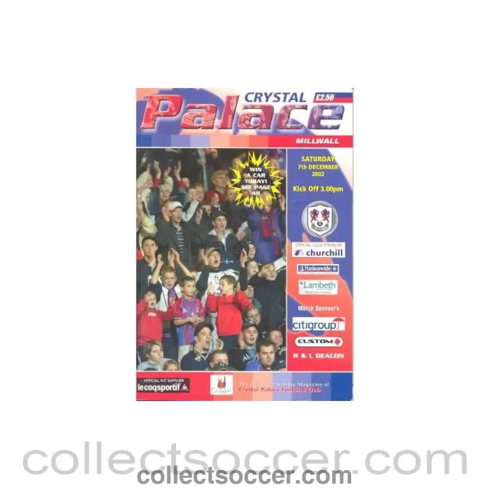 2002 - Crystal Palace v Millwall official programme 07/12/2002 - Collect Soccer