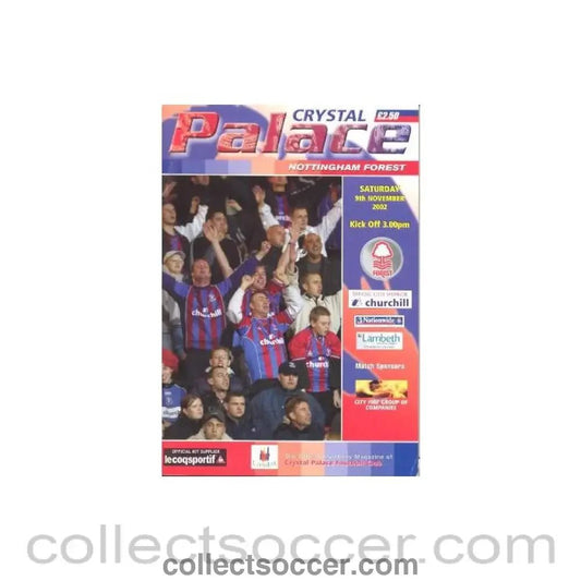 2002 - Crystal Palace v Nottingham Forest official programme 09/11/2002 - Collect Soccer