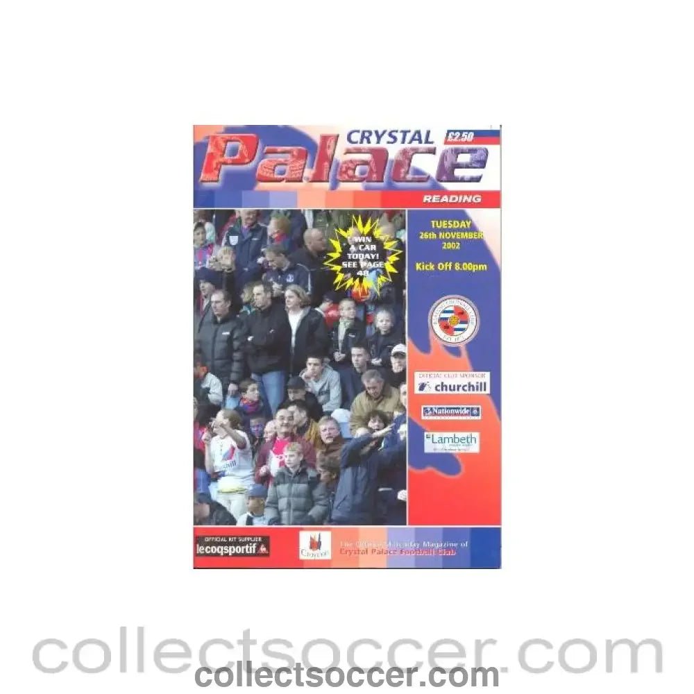 2002 - Crystal Palace v Reading official programme 26/11/2002 - Collect Soccer
