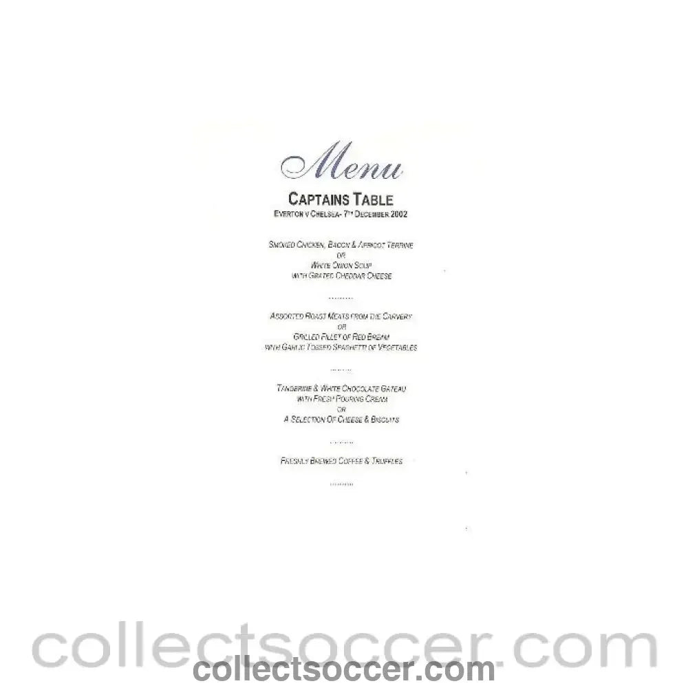 2002 - Everton v Chelsea menu 07/12/2002 - Collect Soccer