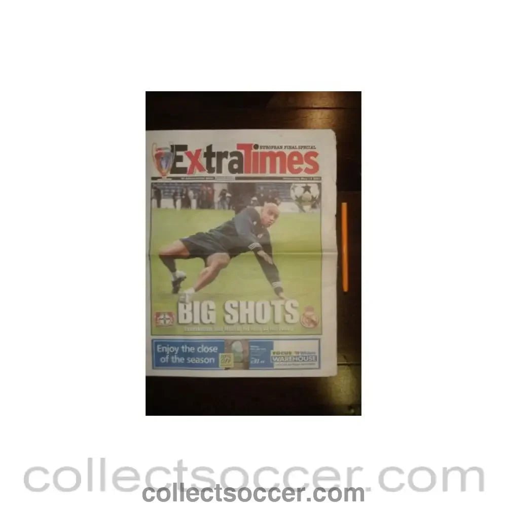 2002 - Extra Times newspaper supplement European Cup Final Special 15/05/2002 - Collect Soccer