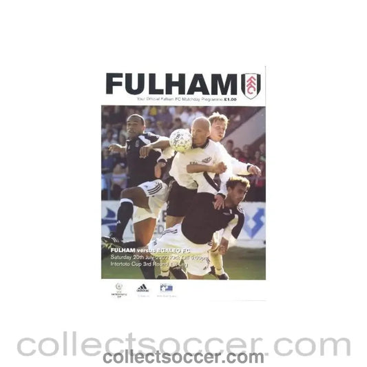 2002 - Fulham v Egaleo official programme 20/07/2002 Intertoto Cup - Collect Soccer