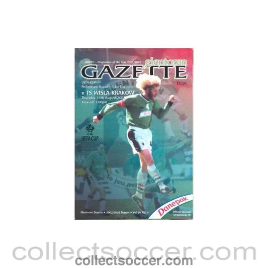 2002 - Glentoran v Wisla Krakow Poland official programme 15/08/2002 UEFA Cup - Collect Soccer