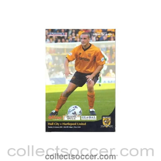 2002 - Hull City v Hartlepool United official programme 01/01/2002 Football League - Collect Soccer