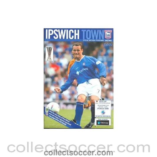 2002 - Ipswich Town v Sartid Smederevo official programme 19/09/2002 UEFA Cup - Collect Soccer