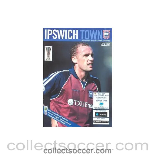 2002 - Ipswich Town v Slovan Liberec official programme 31/10/2002 UEFA Cup - Collect Soccer