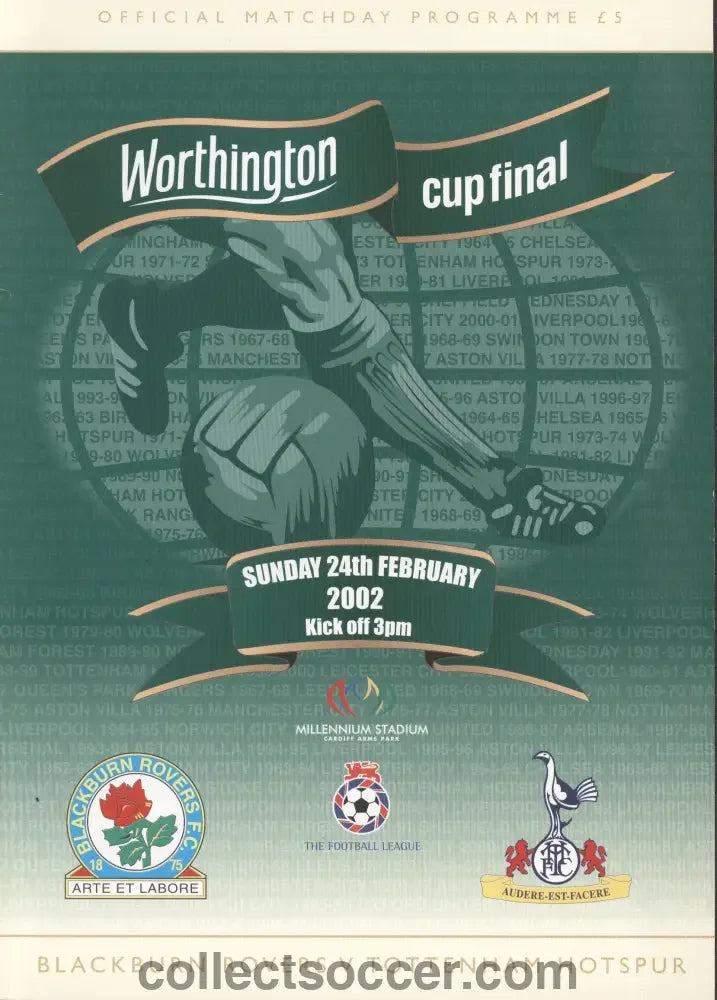 2002 League Cup Final Programme Blackburn Rovers v Tottenham Hotspur