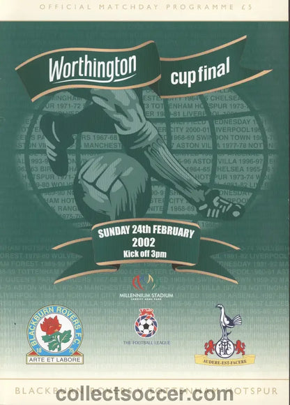 2002 League Cup Final Programme Blackburn Rovers v Tottenham Hotspur