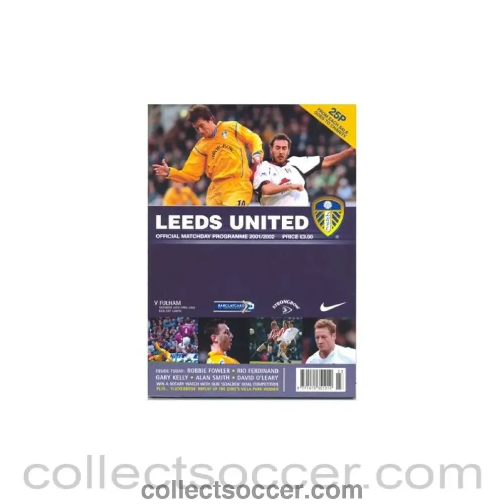 2002 - Leeds United v Fulham official programme 20/04/2002 - Collect Soccer