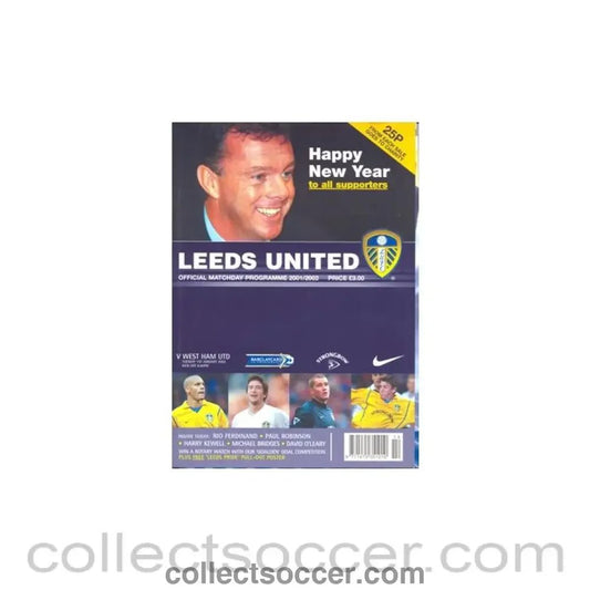 2002 - Leeds United v West Ham United official programme 01/01/2002 - Collect Soccer