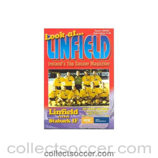 2002 - Linfield v Stabaek official programme 29/08/2002 Champions League - Collect Soccer