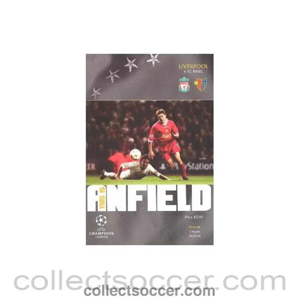 2002 - Liverpool v Basel official programme 25/09/2002 Champions League - Collect Soccer