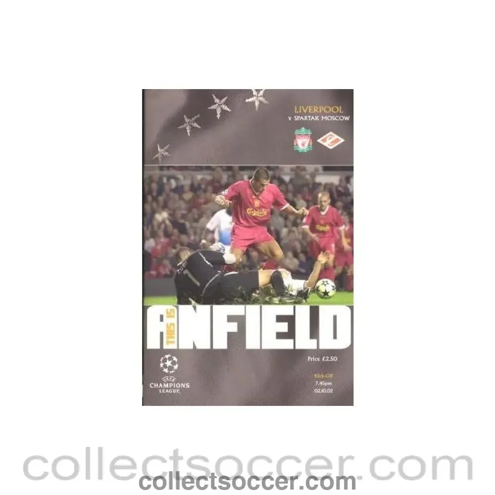 2002 - Liverpool v Spartak Moscow official programme 02/10/2002 Champions League - Collect Soccer
