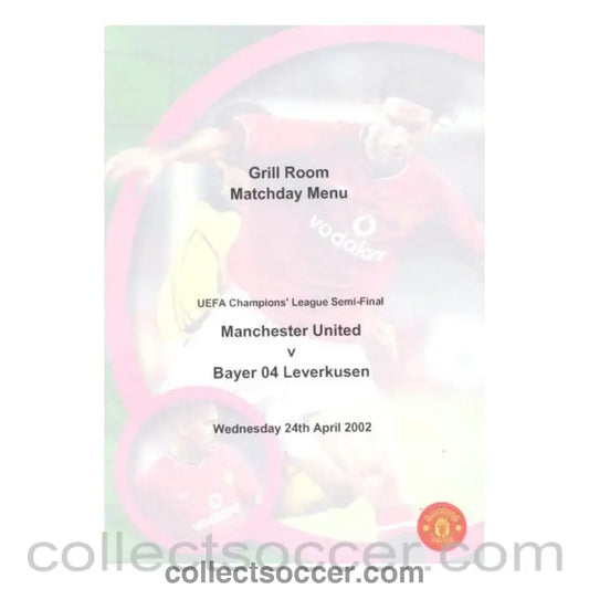 2002 - Manchester United v Bayer Leverkusen menu 24/04/2002