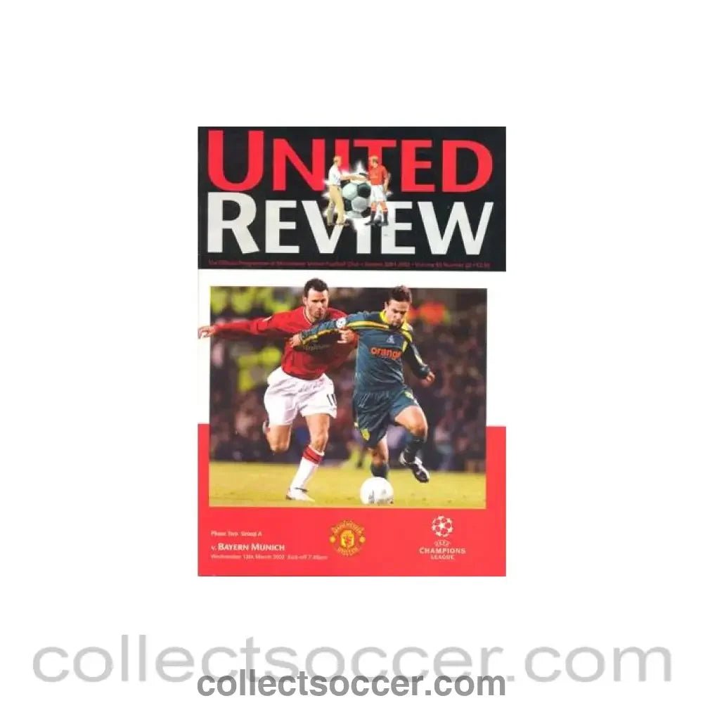 2002 - Manchester United v Bayern Munich official programme 13/03/2002 Champions League - Collect Soccer