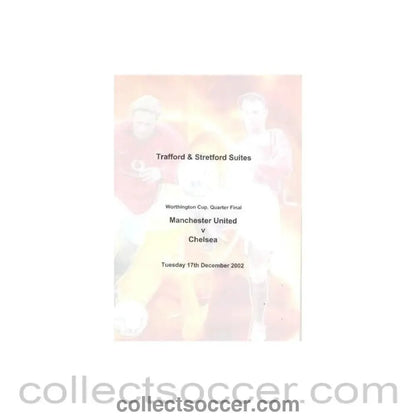 2002 - Manchester United v Chelsea menu 17/12/2002 - Collect Soccer