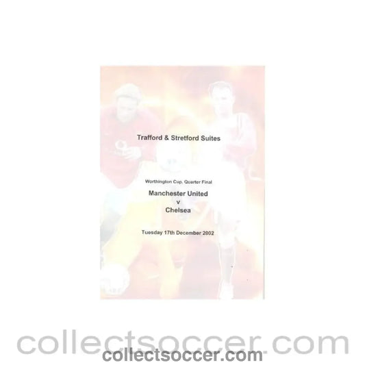 2002 - Manchester United v Chelsea menu 17/12/2002