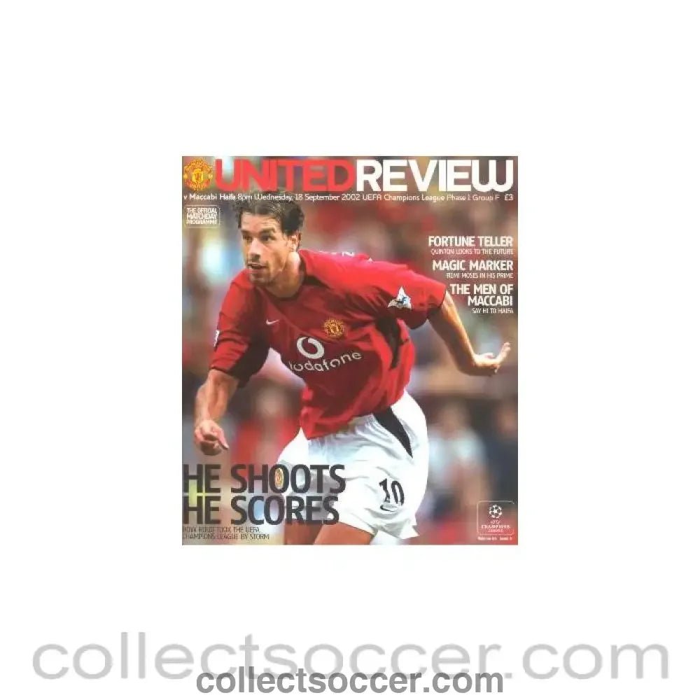 2002 - Manchester United v Maccabi Haifa official programme 18/09/2002 Champions League - Collect Soccer