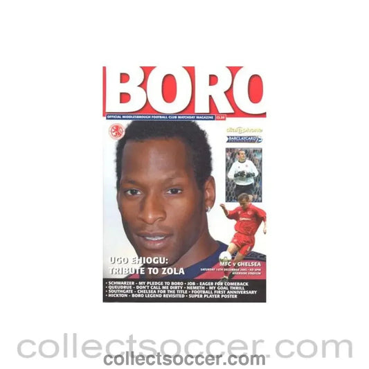2002 - Middlesbrough v Chelsea official programme 14/12/2002 Premier League - Collect Soccer