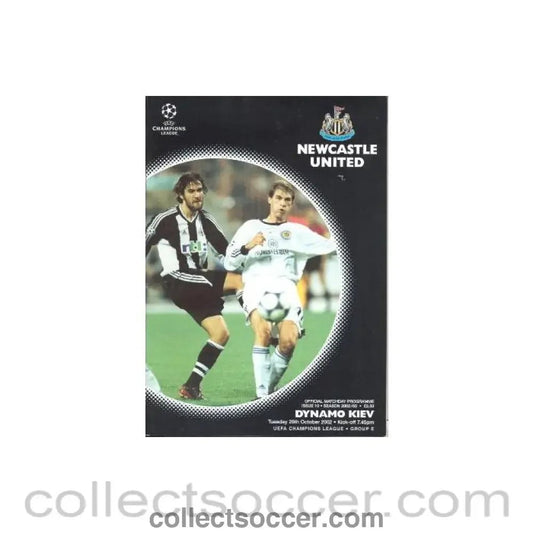 2002 - Newcastle United v Dynamo Kiev official programme 29/10/2002 Champions League - Collect Soccer