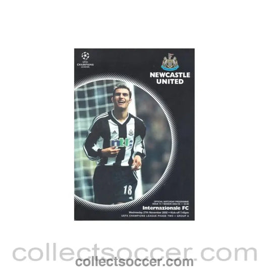 2002 - Newcastle United v Inter Milan official programme 27/11/2002 Champions League - Collect Soccer