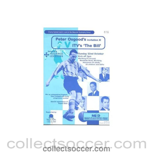 2002 - Peter Osgood's Invitation XI v ITV's The Bill official programme at Worthing FC Ground 22/10/2002 - Collect Soccer