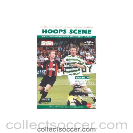 2002 - Shamrock Rovers v Djurgardens Sweden official programme 15/08/2002 UEFA Cup - Collect Soccer