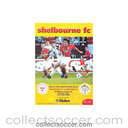 2002 - Shelbourne v Hibernians official programme 22/07/2002 UEFA Cup - Collect Soccer
