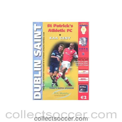 2002 - St. Patrick's v Kaa Gent official proframme 13/07/2002 Intertoto Cup - Collect Soccer
