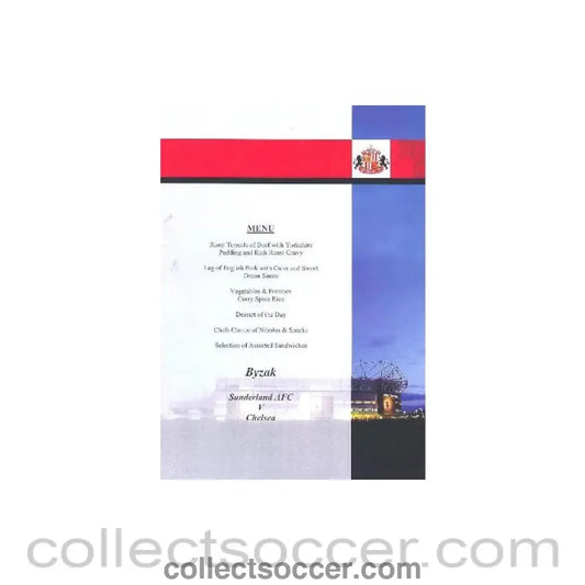 2002 - Sunderland v Chelsea Byzak menu 2002-2003