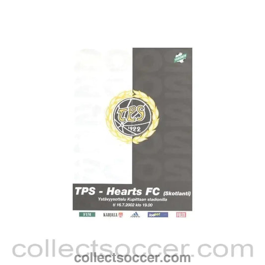2002 - TPS v Heart of Midlothian official programme 16/07/2002 - Collect Soccer