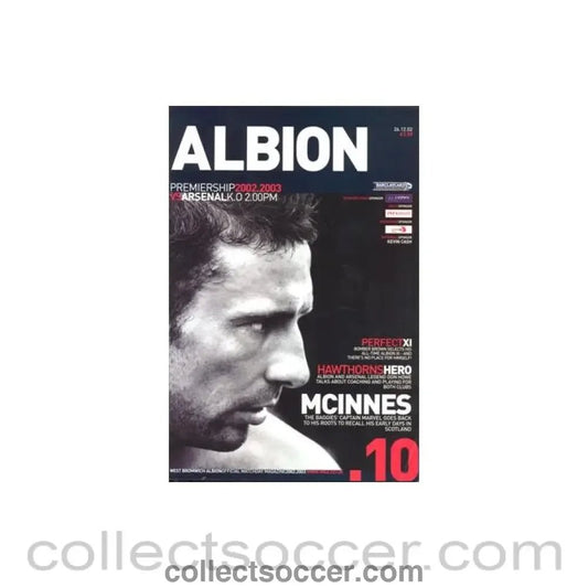 2002 - West Bromwich Albion v Arsenal official programme 26/12/2002 Premier League - Collect Soccer