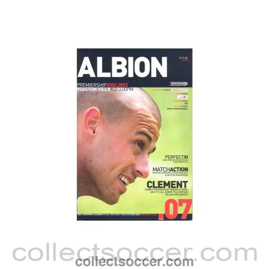 2002 - West Bromwich Albion v Aston Villa official programme 16/11/2002 Premier League - Collect Soccer
