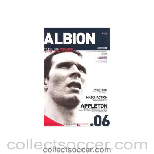 2002 - West Bromwich Albion v Manchester City official programme 02/11/2002 Premier League - Collect Soccer