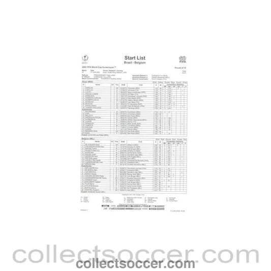 2002 World Cup - Brazil v Belgium 17/06/2002 Start List