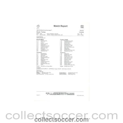 2002 World Cup - Brazil v Turkey 26/06/2002 Match Report & Game Statistics - Collect Soccer