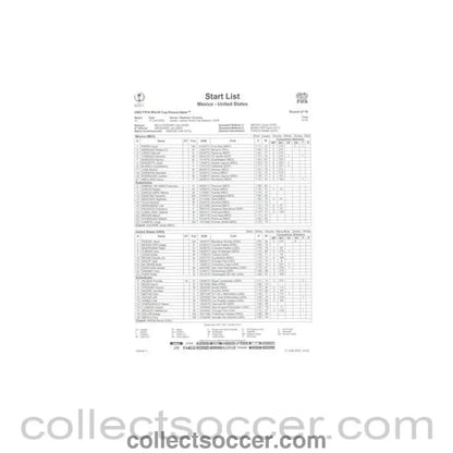 2002 World Cup - Mexico v USA 17/06/2002 Start List - Collect Soccer